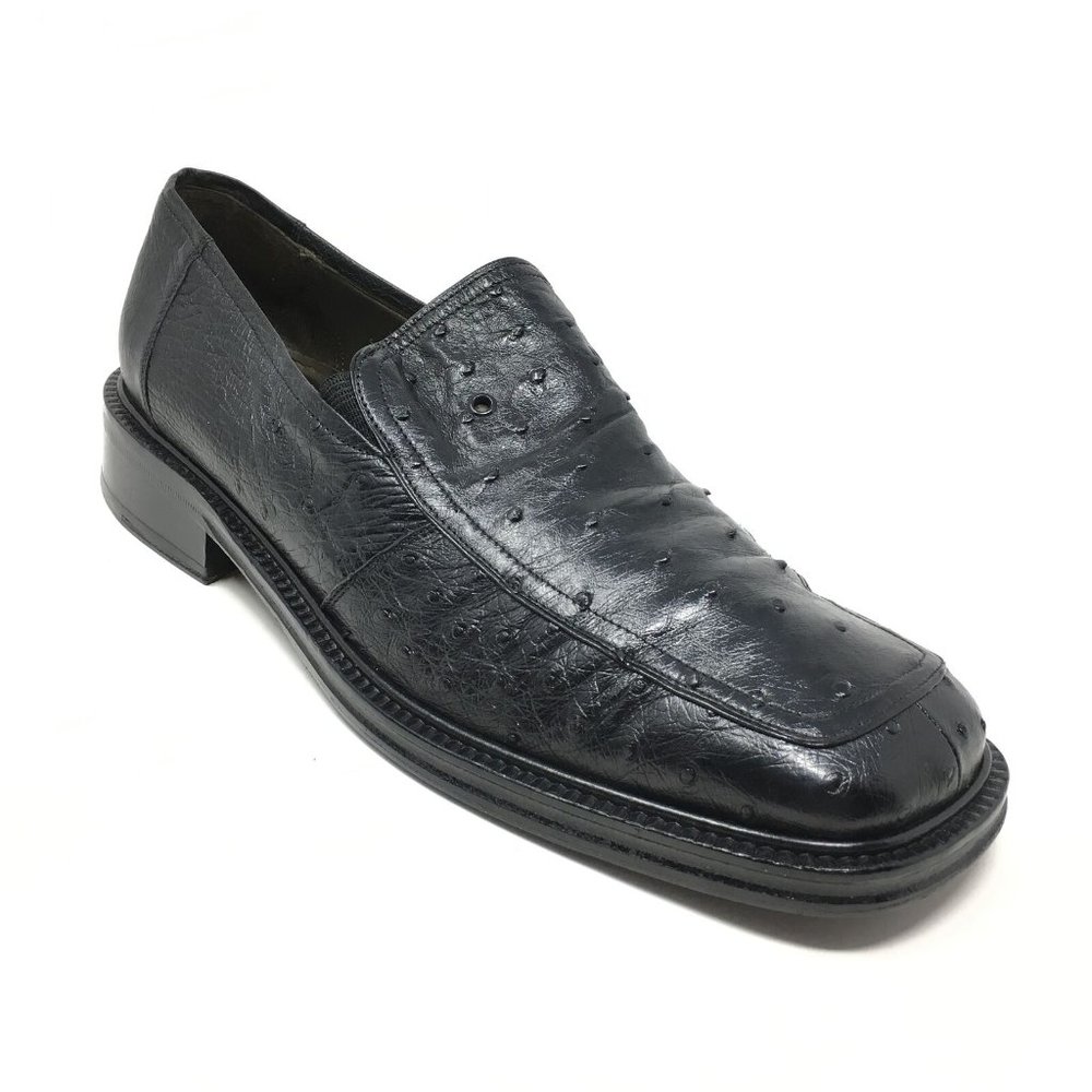 Mezlan Platinum Loafers Shoes Size 9 Full Ostrich
